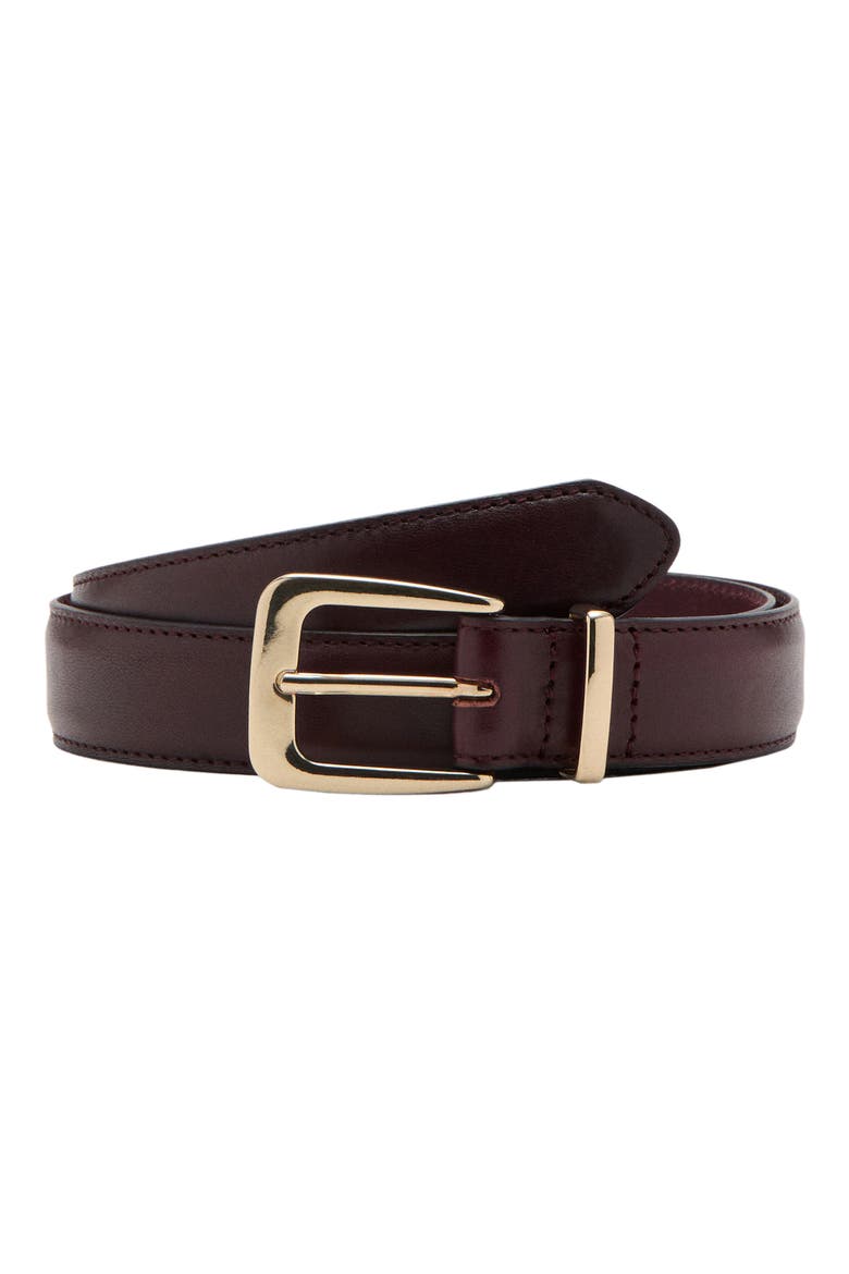 Leather Belt, Main, color, BURGUNDY