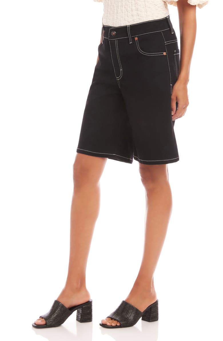 Karen Kane Contrast Stitch Denim Bermuda Shorts, Alternate, color, 