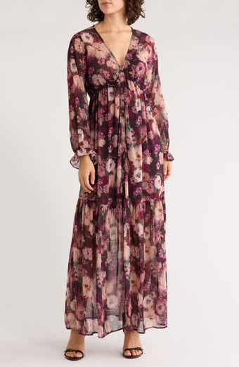 Lovestitch Floral Tiered Long Sleeve Chiffon Minidress