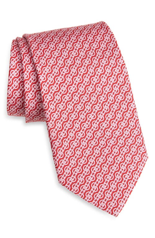 Ferragamo Trofeo Gancini Silk Tie In Red