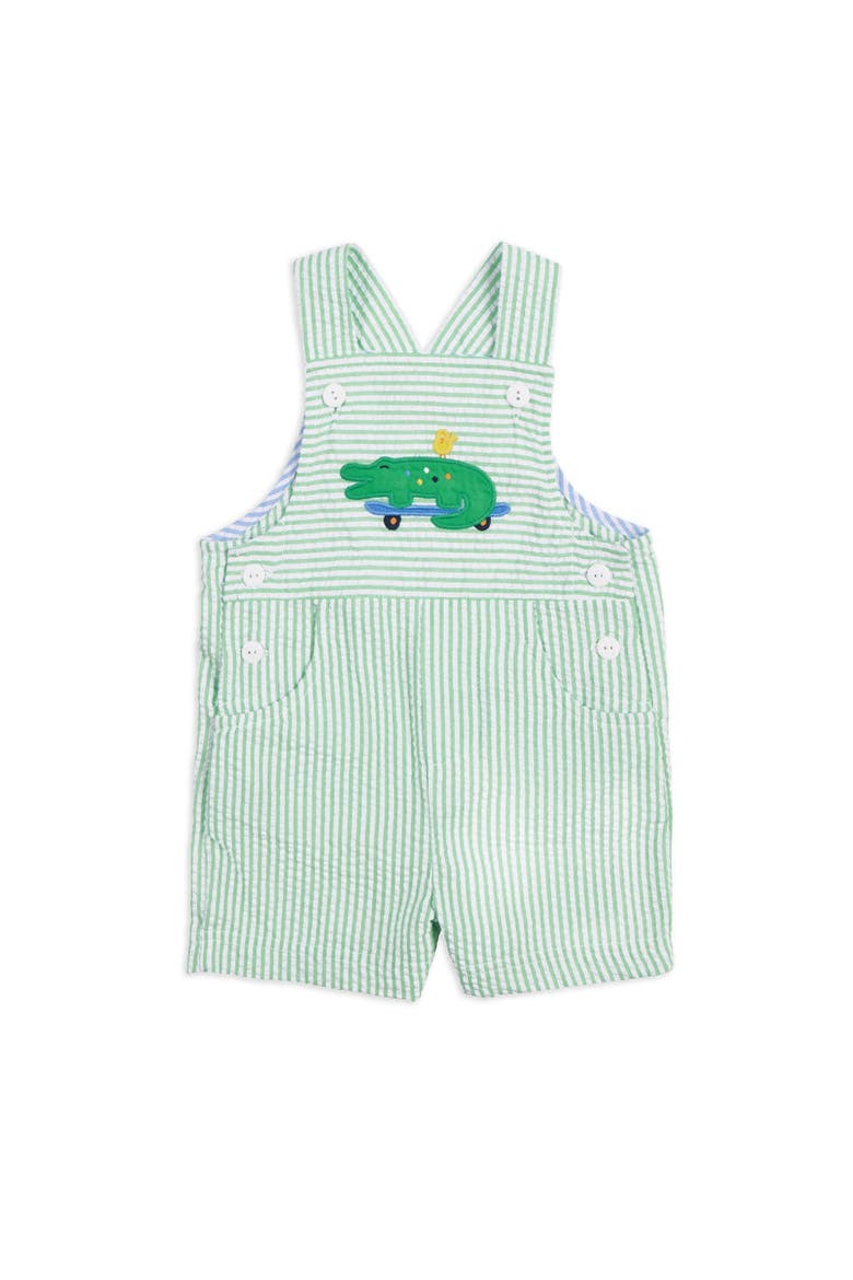 Seersucker Shortall With Skateboarding Gator, Main, color, Green / White