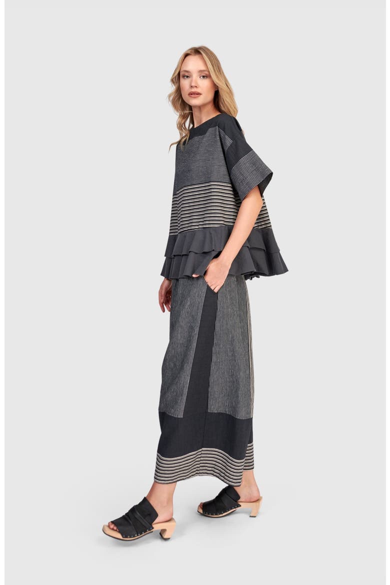 Sandbar Ruffle Top, Alternate, color, Slate Stripes