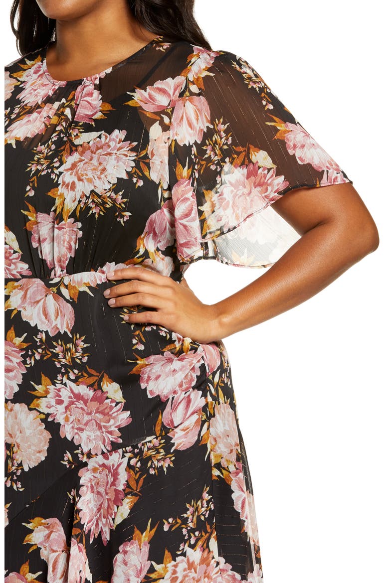 Floral Print Dress, Alternate, color, BLACK-PINK FLORAL