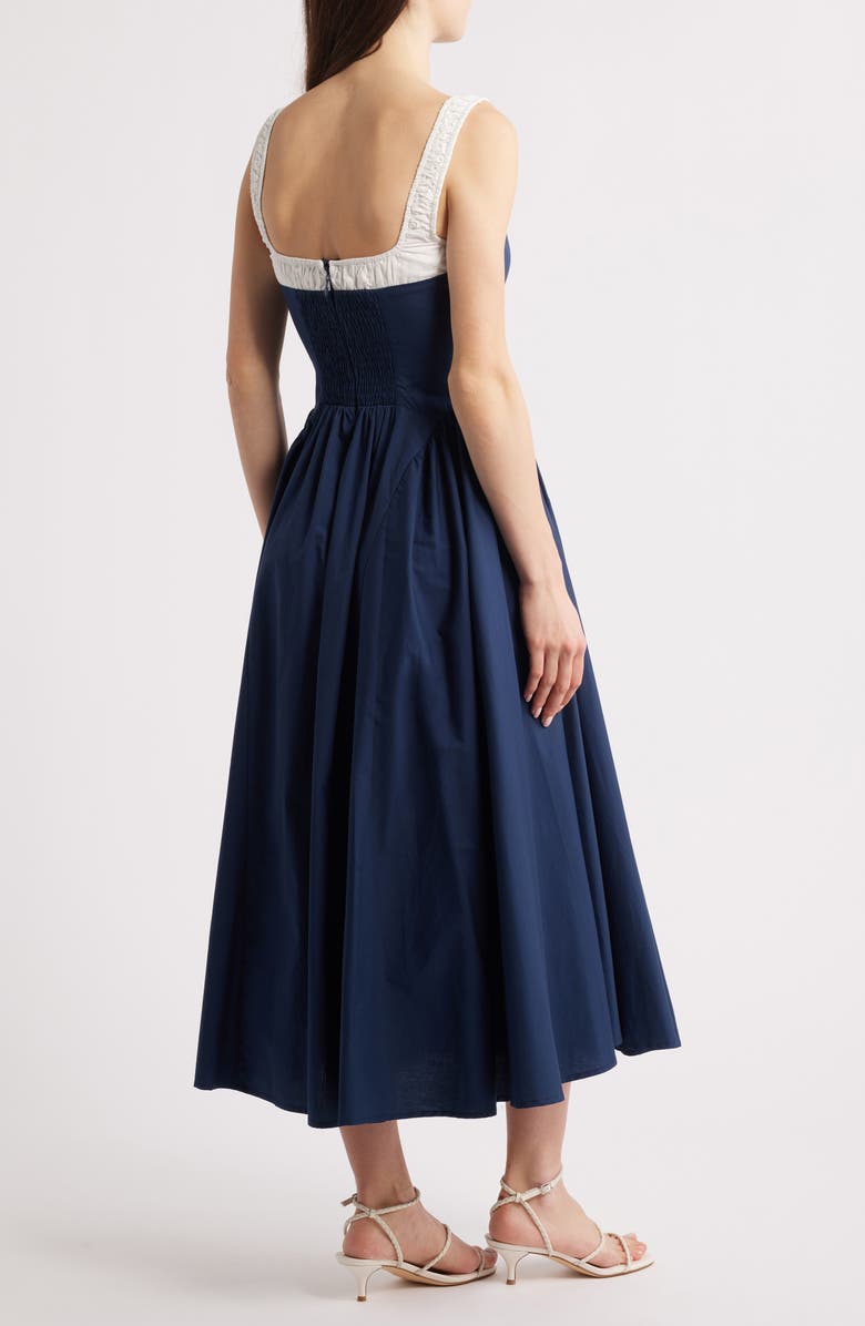 MOON RIVER Colorblock Cotton Midi Dress, Alternate, color, 