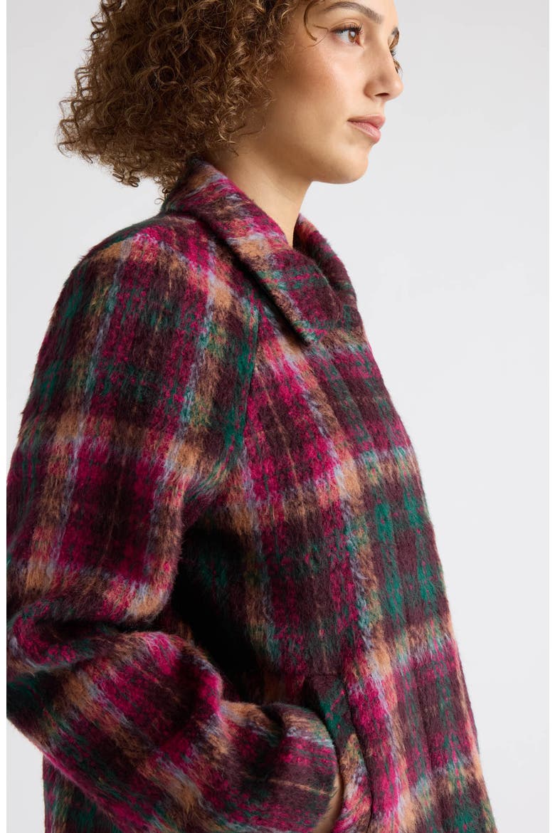 Skye Brushed Faux Wool Plaid Jacket, Alternate, color, FUCHSIA PLAID