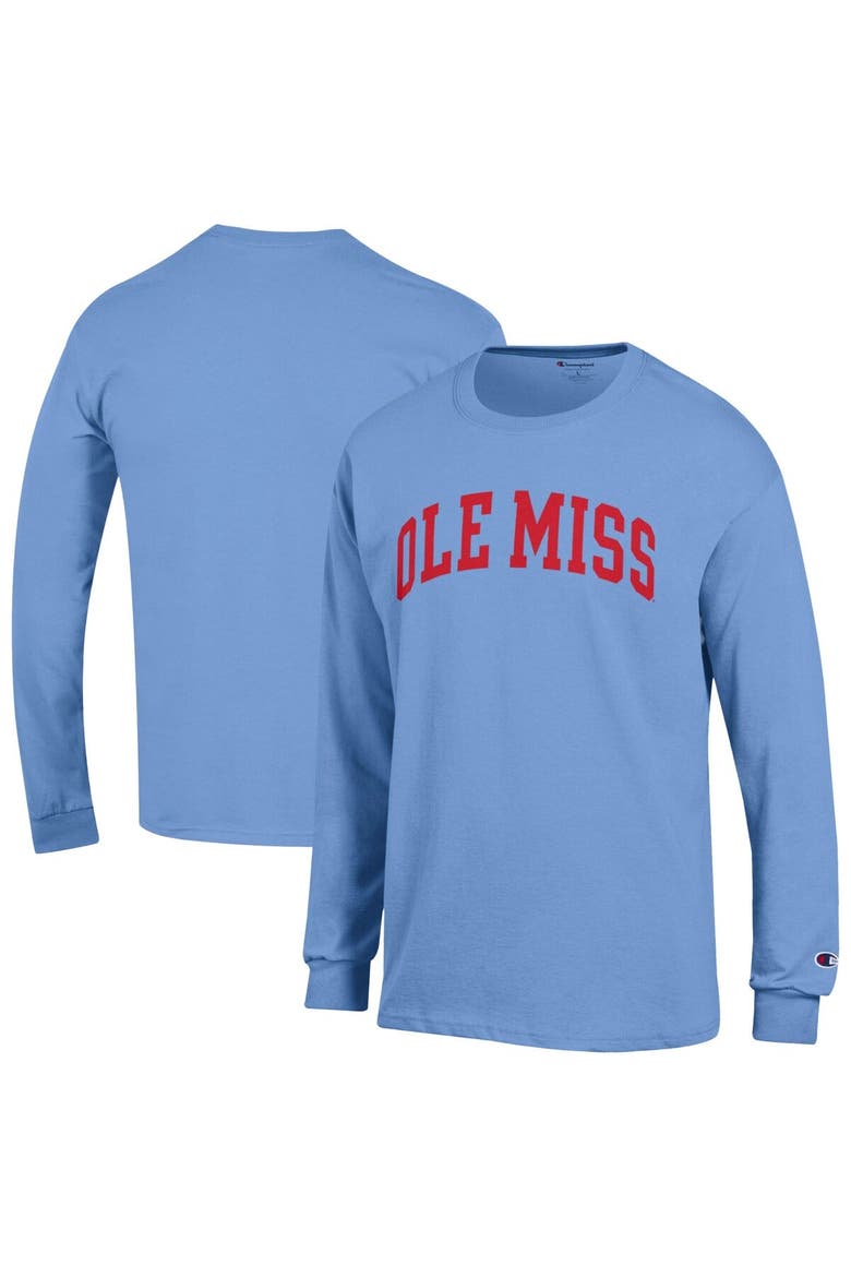 Men's Champion  Light Blue Ole Miss Rebels Basic Arch Long Sleeve T-Shirt, Main, color, Light Blue