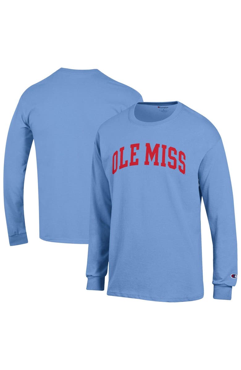 Champion Men
s Champion  Light Blue Ole Miss Rebels Basic Arch Long Sleeve T-Shirt, Main, color, 