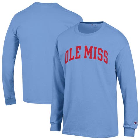 Men's Champion  Light Blue Ole Miss Rebels Basic Arch Long Sleeve T-Shirt