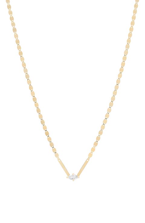 14K Gold Solo Marquise Diamond Necklace