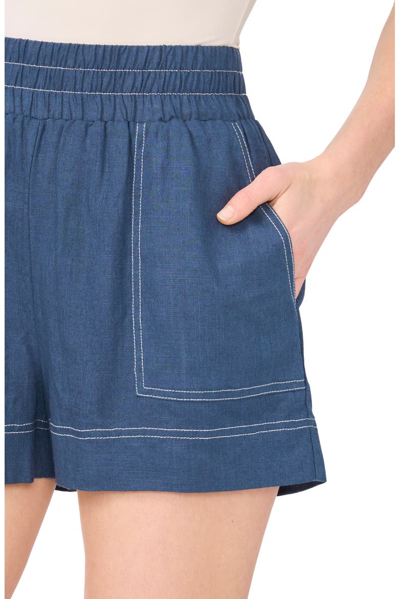 Contrast Stitch Pull-On Shorts, Alternate, color, DENIM HTHR