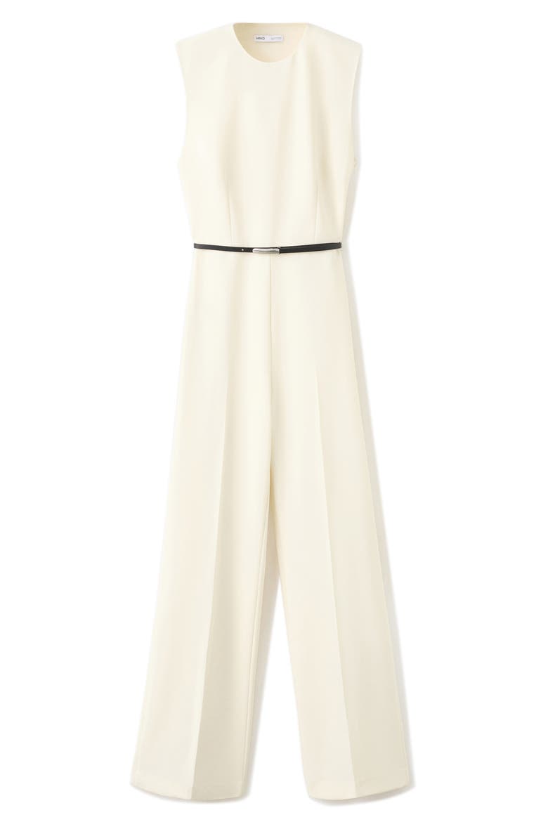 Open Back Belted Wide Leg Jumpsuit, Main, color, VANILLA