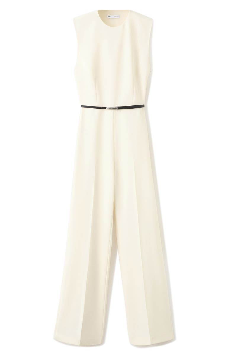 MANGO Open Back Belted Wide Leg Jumpsuit, Main, color, 