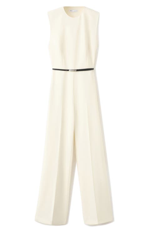 Open Back Belted Wide Leg Jumpsuit