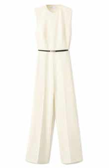 Open Back Belted Wide Leg Jumpsuit