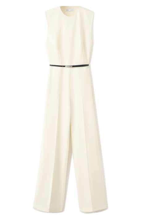 Open Back Belted Wide Leg Jumpsuit