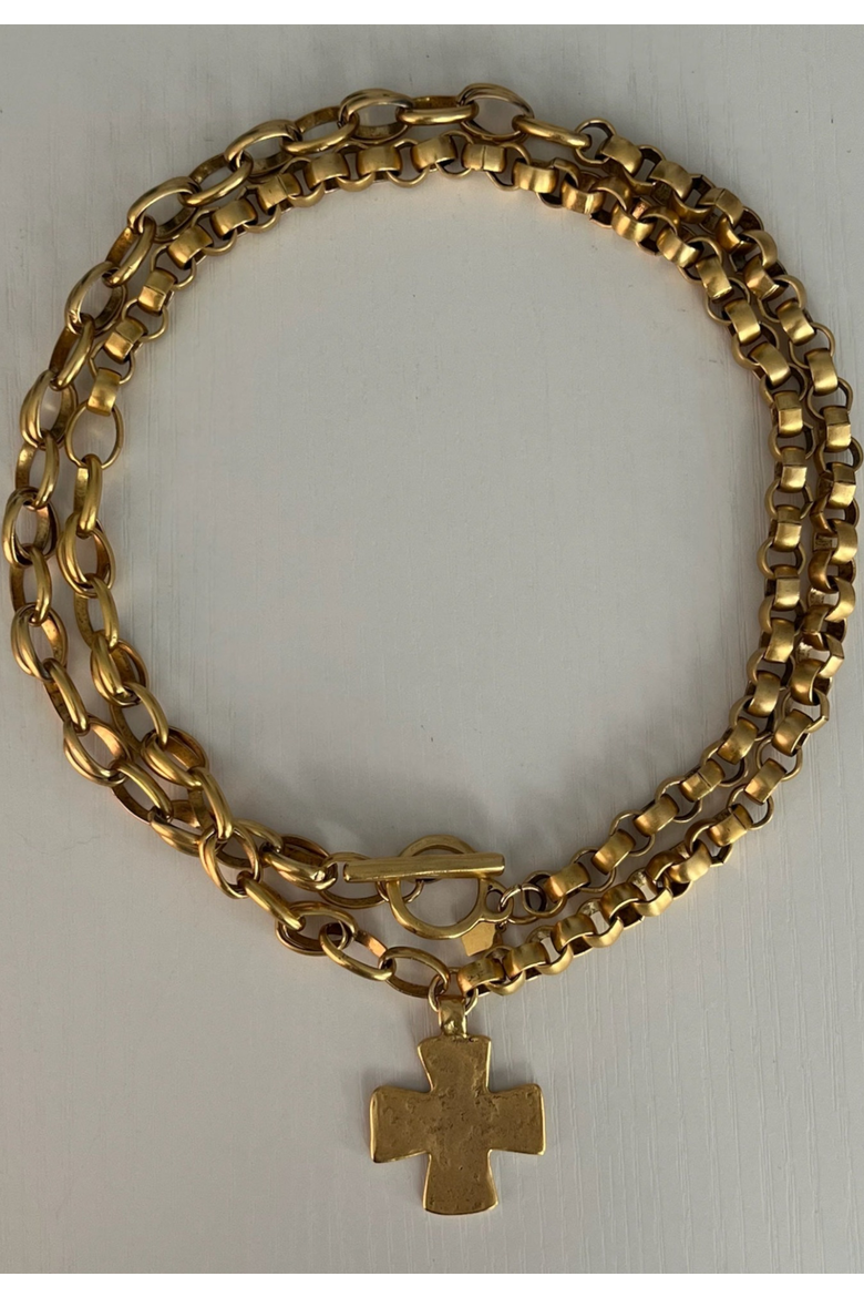Madonna Necklace, Alternate, color, Gold
