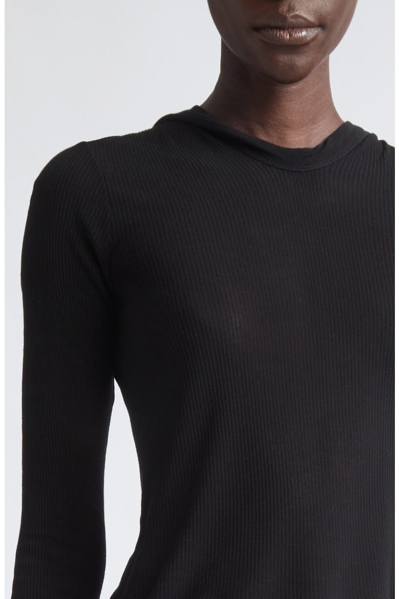 Rib Crop Sweater Hoodie, Alternate, color, BLACK