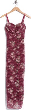 Madden Girl Floral Lace Cowl Neck Bustier Midi Dress