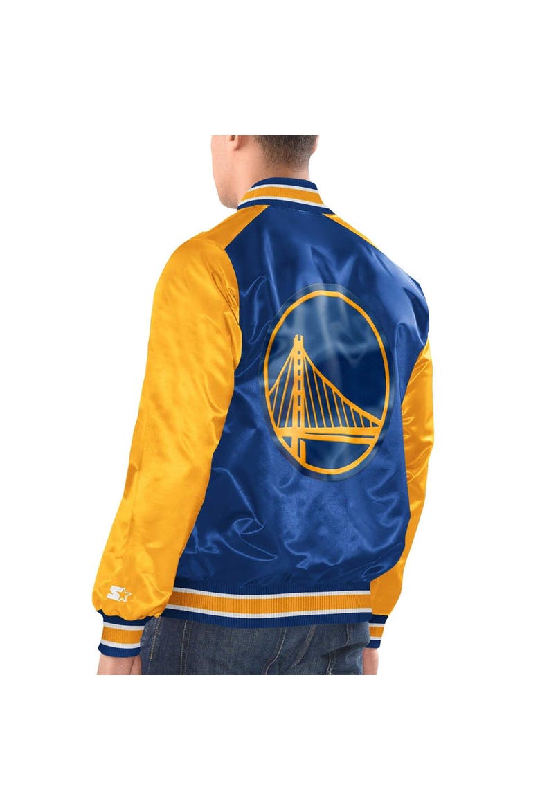 Men's Starter Royal/Gold Golden State Warriors Renegade Satin Full-Snap Varsity Jacket, Alternate, color, Royal