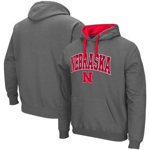 Men's Colosseum Charcoal Nebraska Huskers Big & Tall Arch & Logo 2.0 Pullover Hoodie