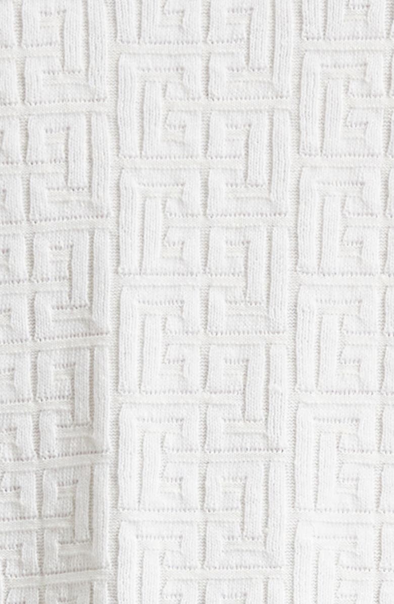 Balmain Monogram Jacquard Merino Wool Blend Sweater, Alternate, color, 0Ka Natural