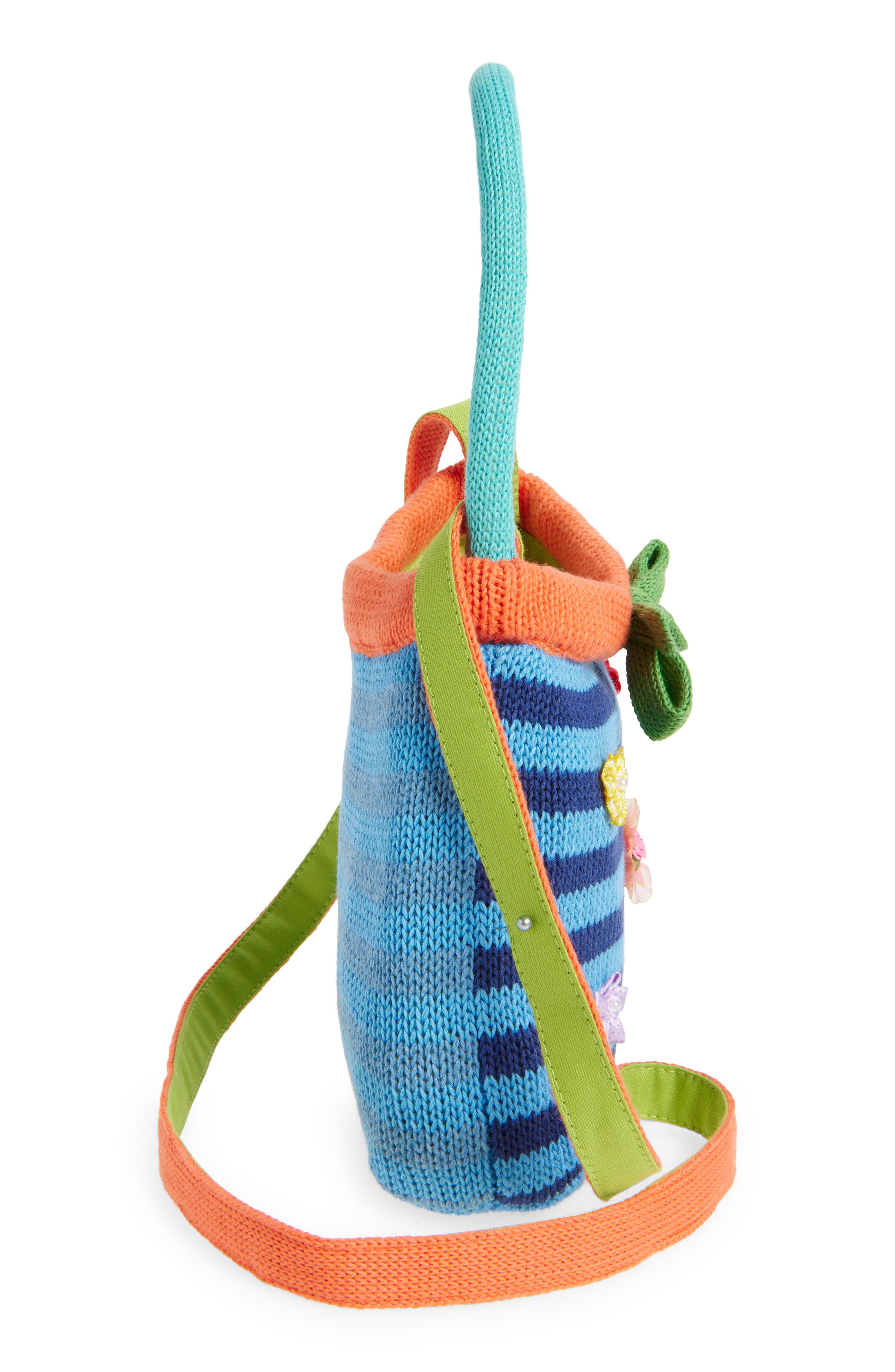 YanYan Embellished Stripe Cotton Knit Handbag, Alternate, color, Blu Real