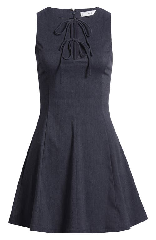Mango Deni Tie Front Fit & Flare Minidress In Blue