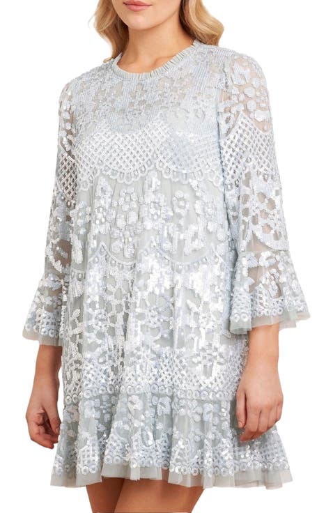 Snowdrop 3/4 Sleeve Lace Mini Dress