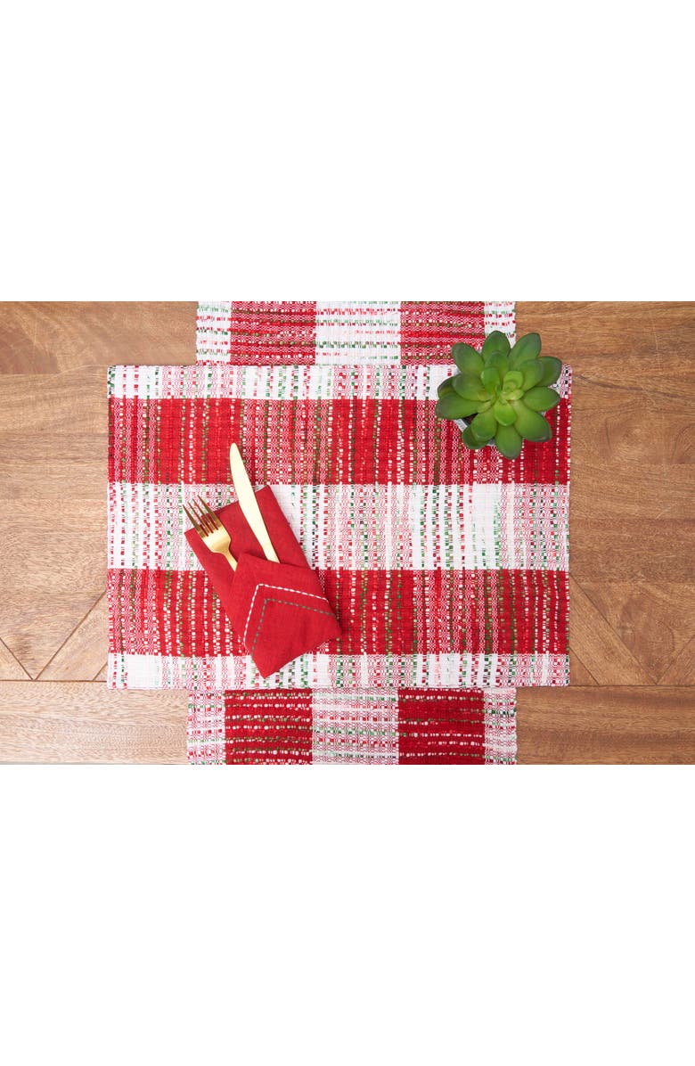 C&F Home Christmas Woven Mélange Placemat Set of 6, 14" x 20", Alternate, color, Red