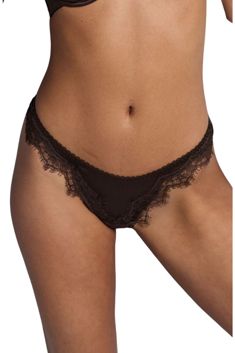 Sorrento Lace Trim Thong, Main, color, ESPRESSO
