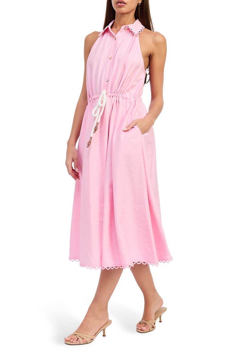 Brynn Belted Sleeveless Midi Dress, Alternate, color, PINK