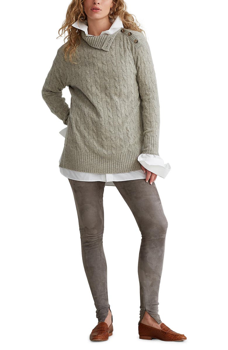 Polo Ralph Lauren Cable Shoulder Button Convertible Turtleneck Sweater, Alternate, color,
