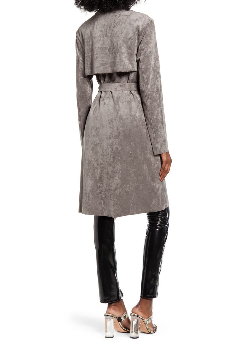 Faux Suede Trench Coat, Alternate, color, SKULL MOUNTAIN