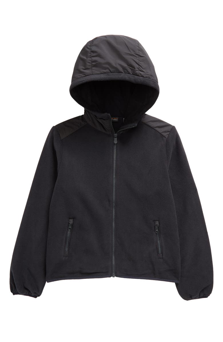 Save The Duck Kids' Neville Water Resistant Fleece Zip Hoodie, Main, color, Black
