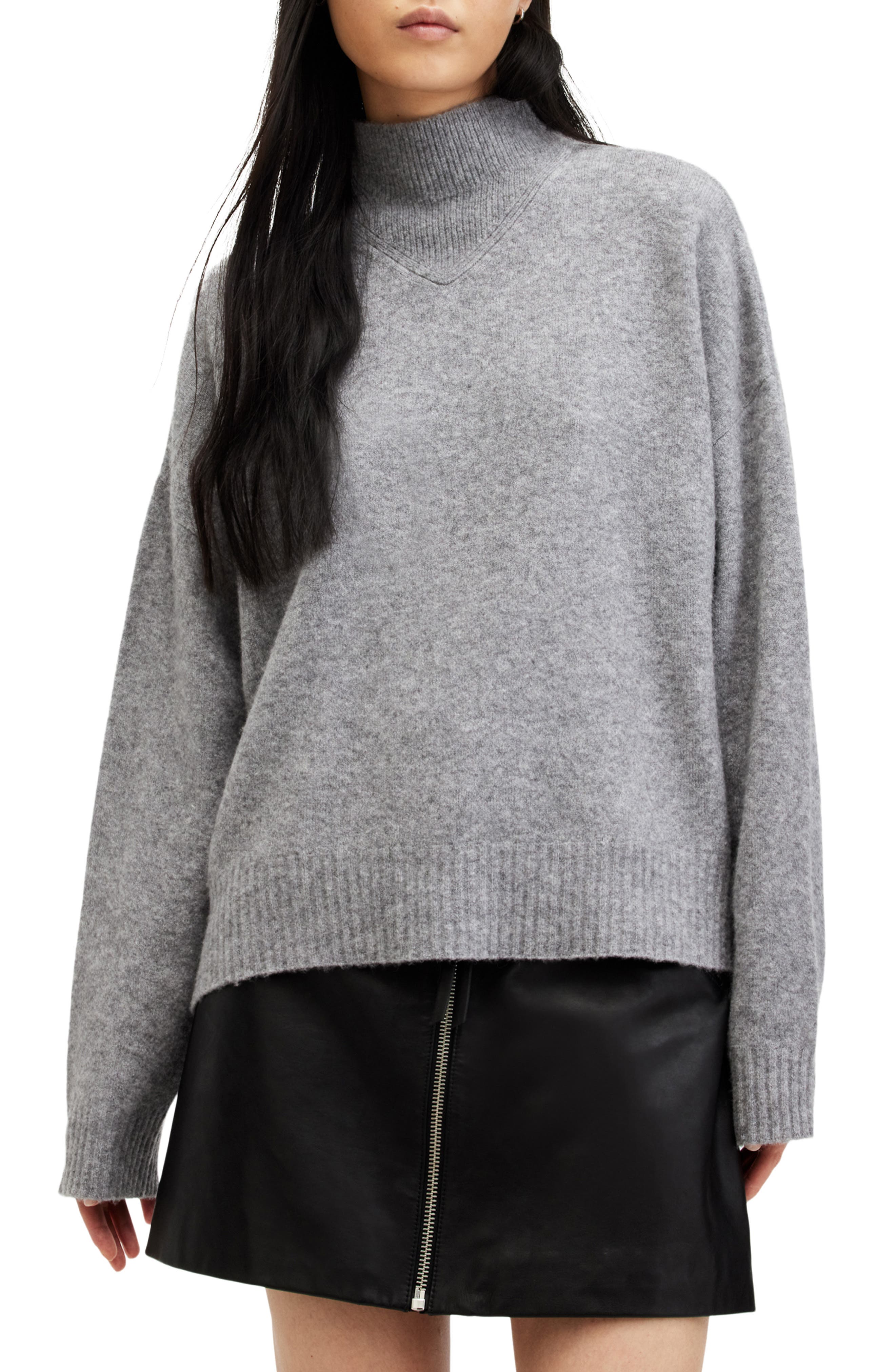AllSaints Asha Oversize Mock Neck Sweater