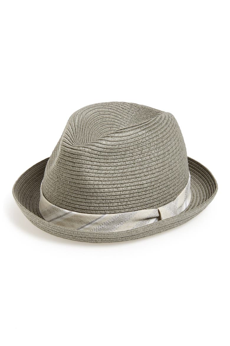 'Slater' Straw Fedora, Main, color, GREY
