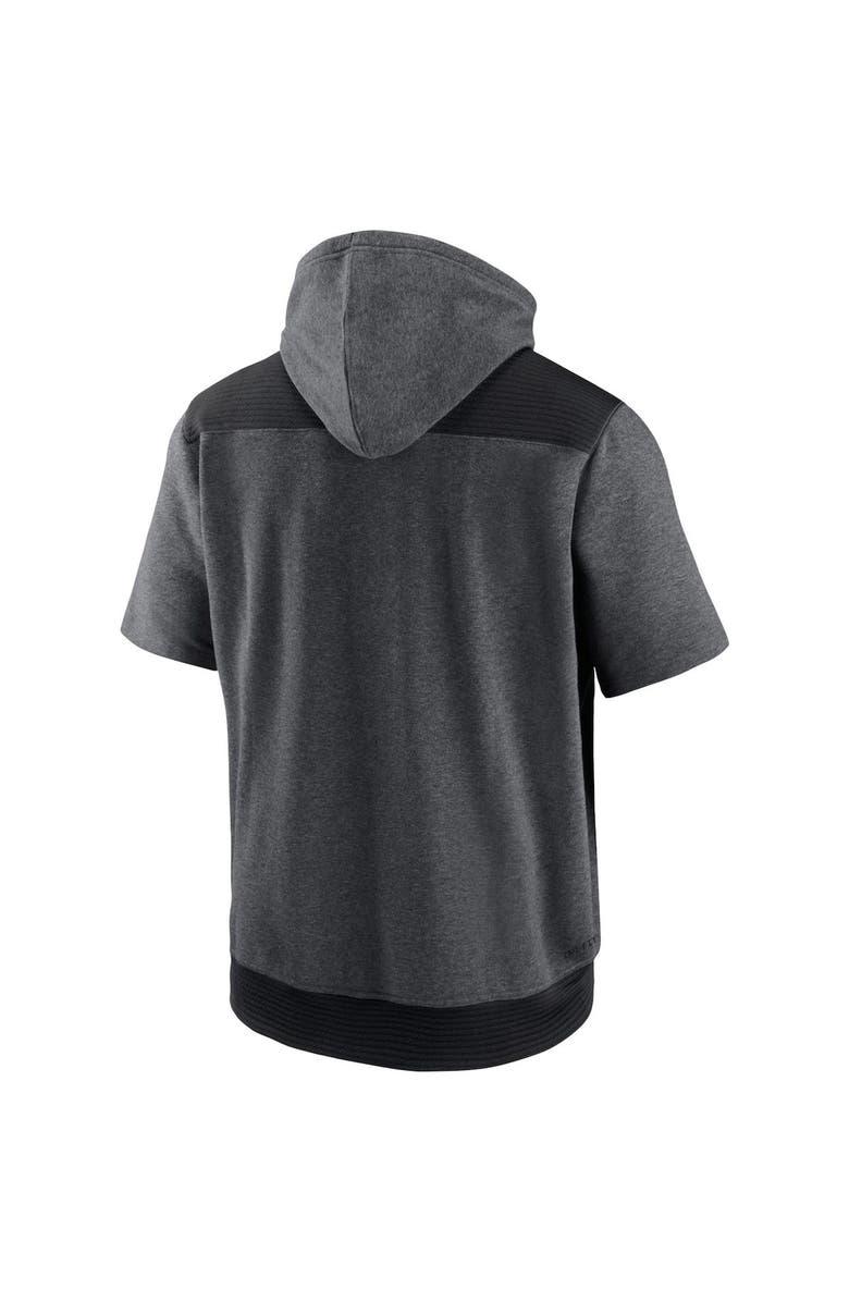 Nike Men's Nike Heathered Charcoal/Black Detroit Tigers Authentic Collection Dry Flux Performance Quarter-Zip Short Sleeve Hoodie, Alternate, color, 