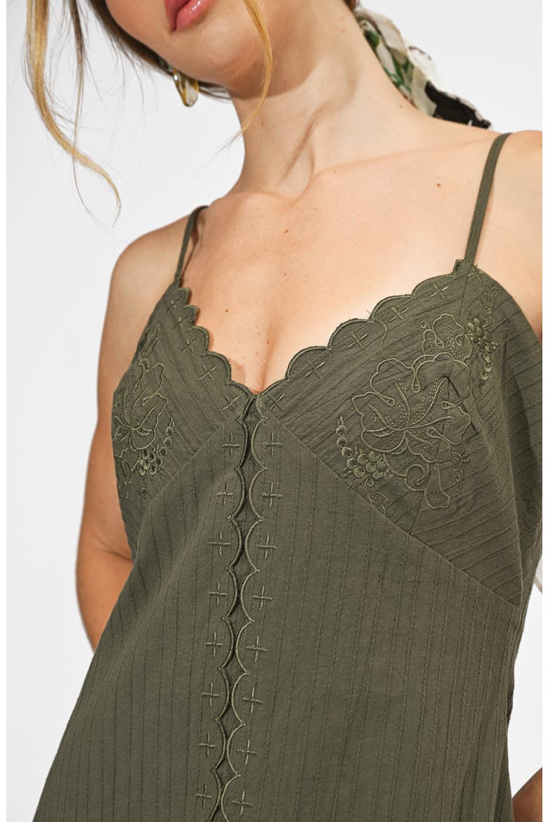 Millie Embroidered Midi Slipdress, Alternate, color, OLIVE