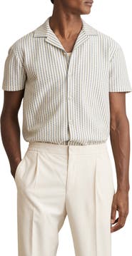 Reiss Tower Textured Stripe Camp Shirt