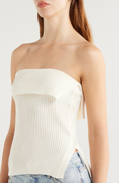 Pacsun Kate Side Button Foldover Rib Tube Top In Gardenia