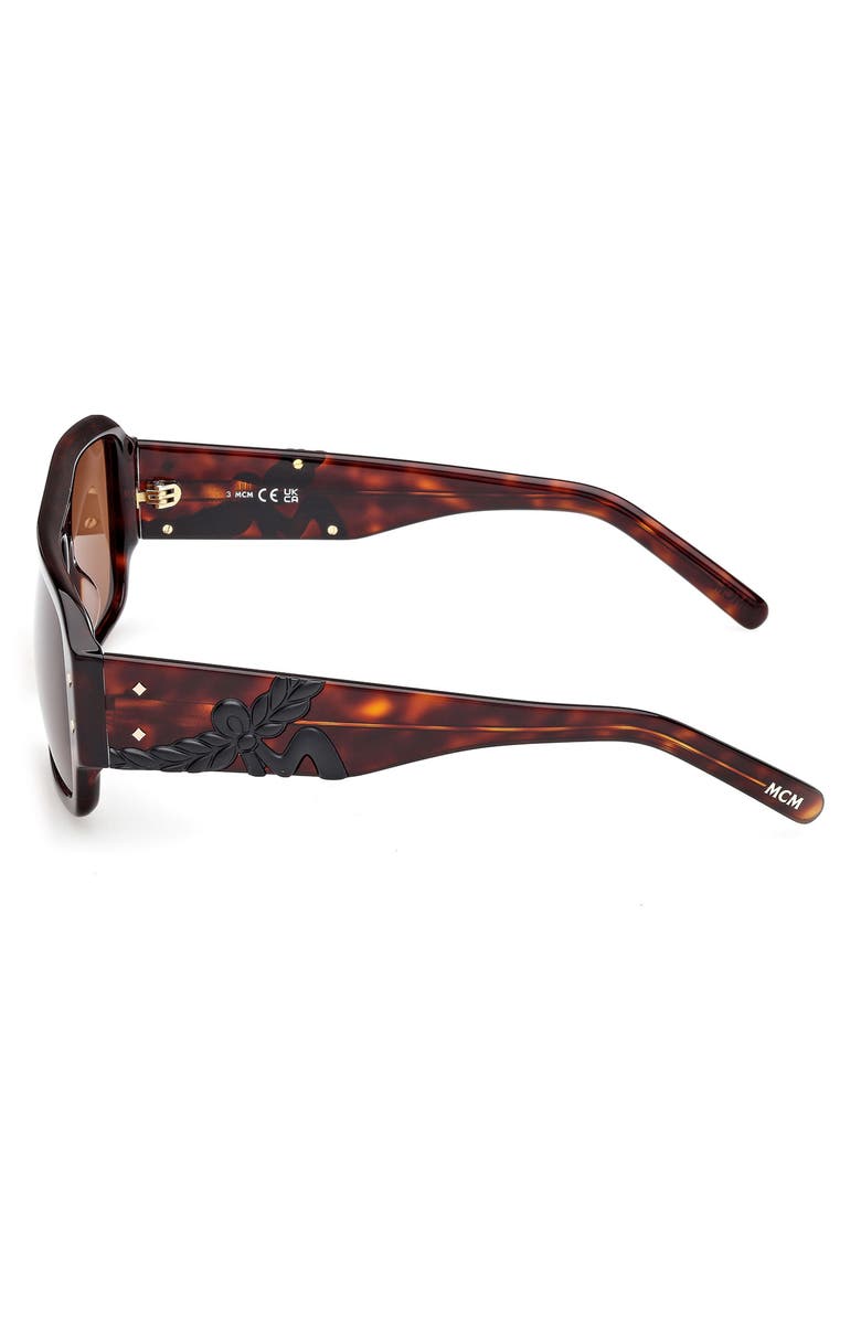 MCM 55mm Polarized Navigator Sunglasses, Alternate, color, Dark Havana / Brown
