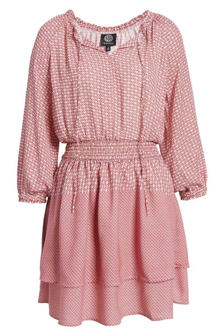 Smocked Waist Minidress, Alternate, color, PINK GEO
