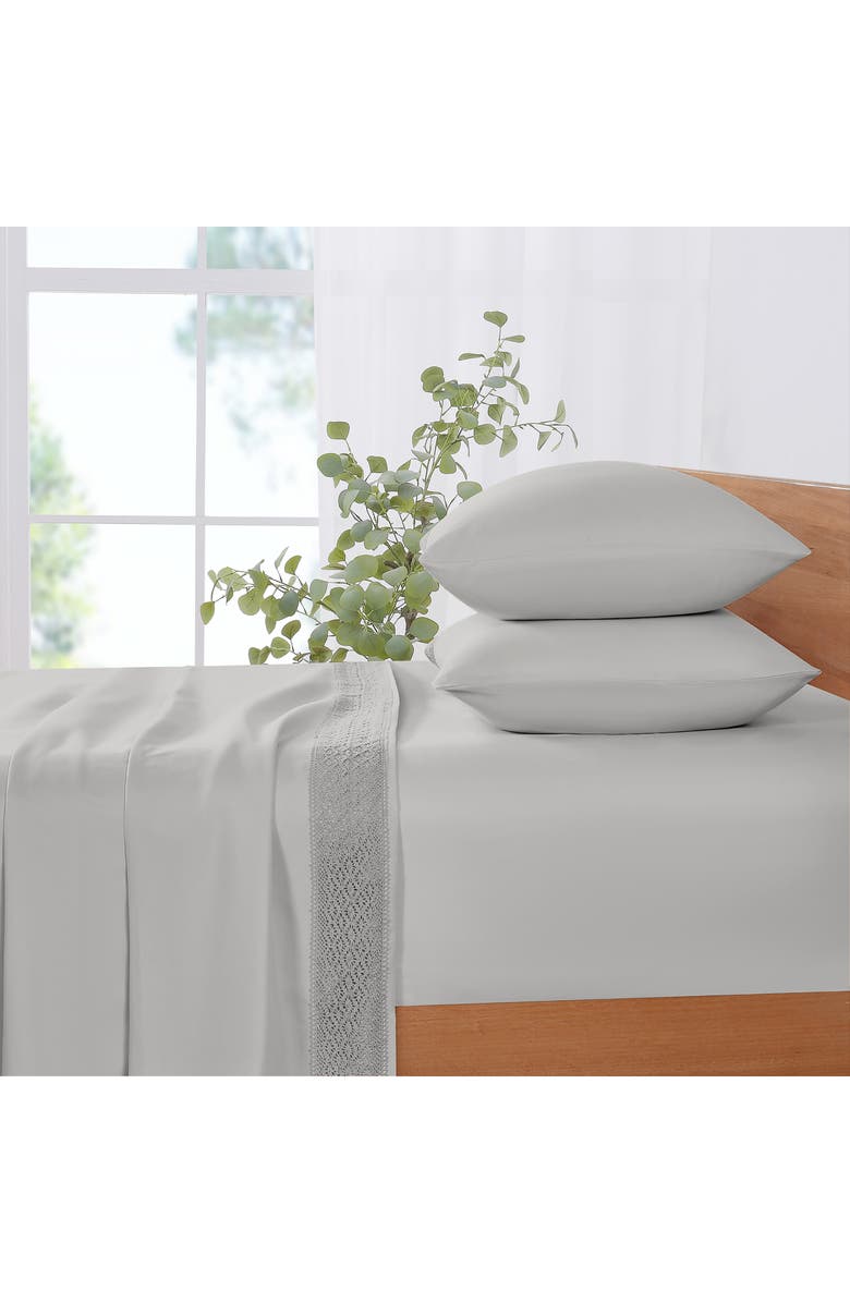 Modern Threads Crochet Lace 4-Piece Sheet Set, Alternate, color, Gray