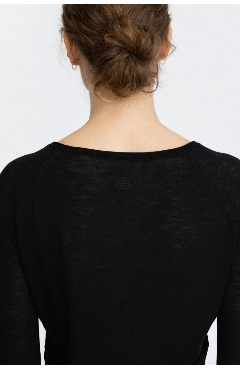 Alas Merino Wool Sheer Top, Alternate, color, Black