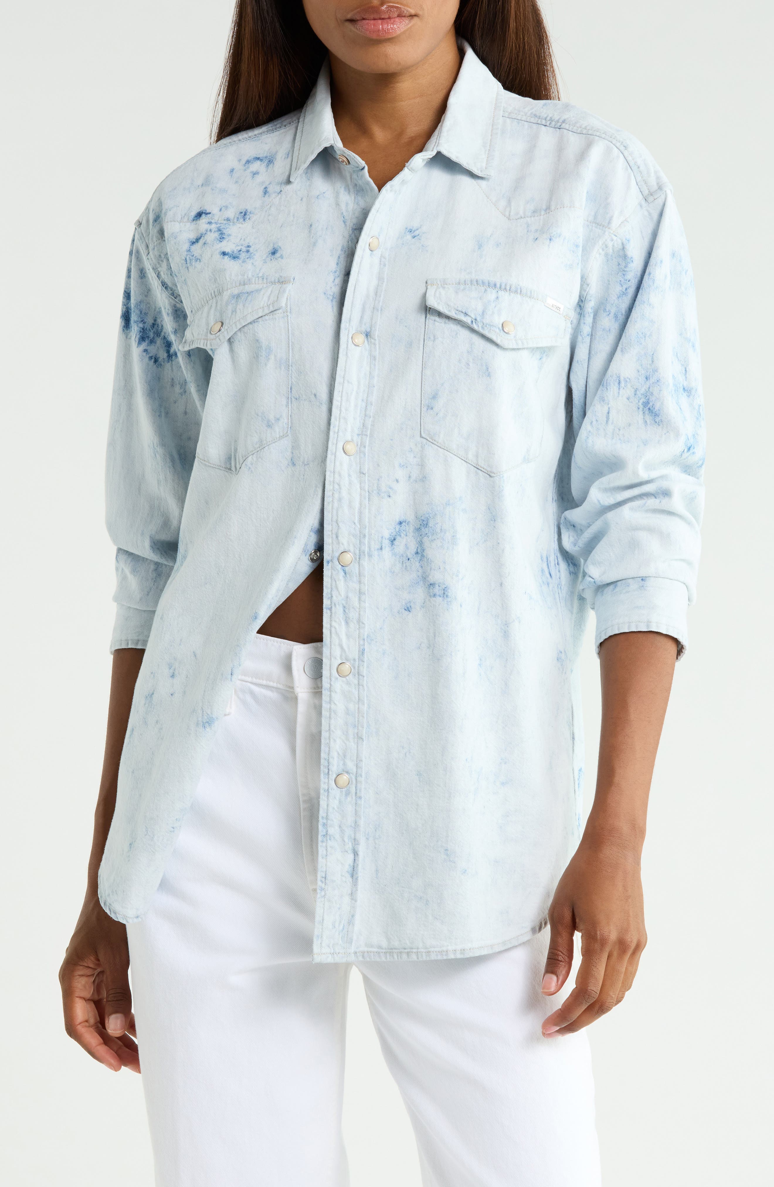 The Exes & Ohs Embroidered Denim Western Shirt