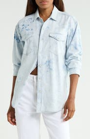 MOTHER The Exes & Ohs Embroidered Denim Western Shirt