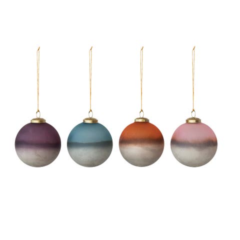 Artisan Glass Ball Ornaments, Set of 4