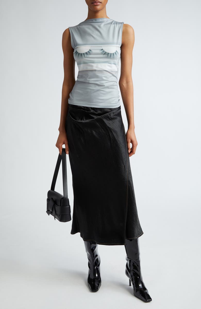Acne Studios Iala Crinkle Satin Wrap Skirt, Alternate, color, Black