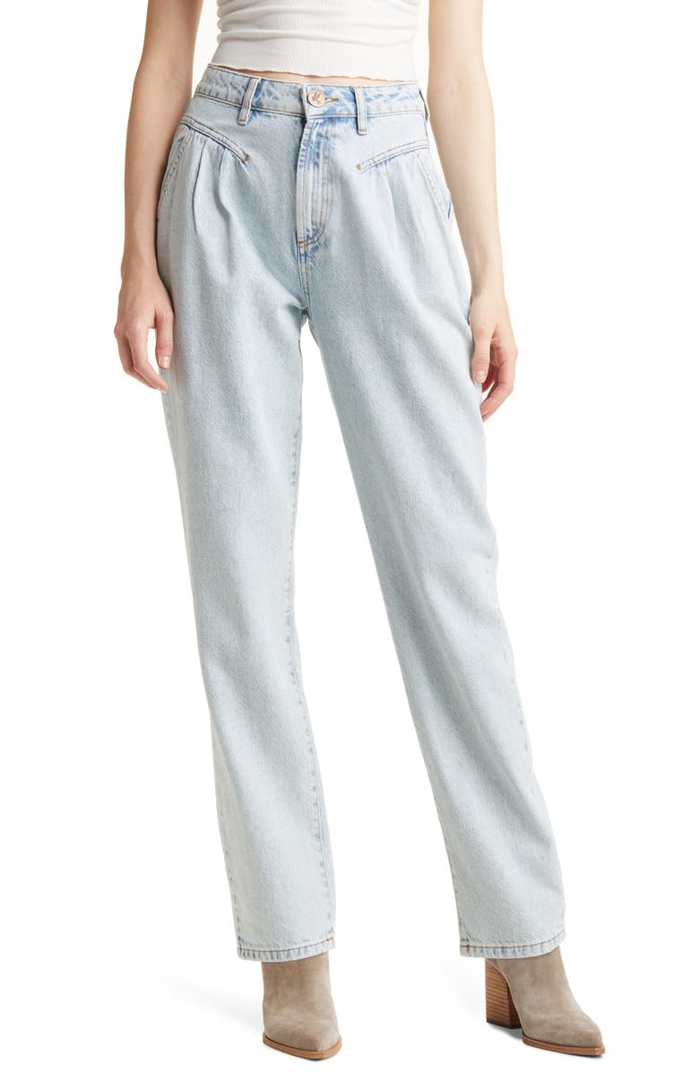 One Teaspoon Pleated High Waist Straight Leg Jeans, Main, color,
