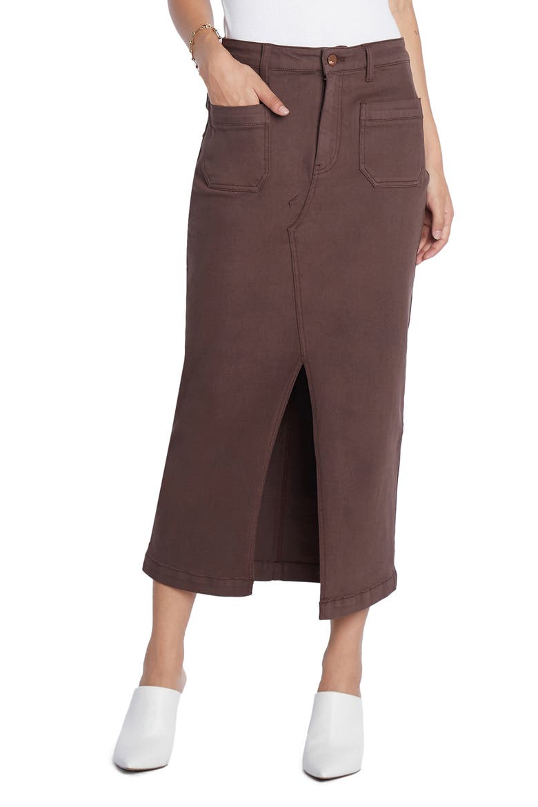 Carin Denim Maxi Skirt, Main, color, COCOA